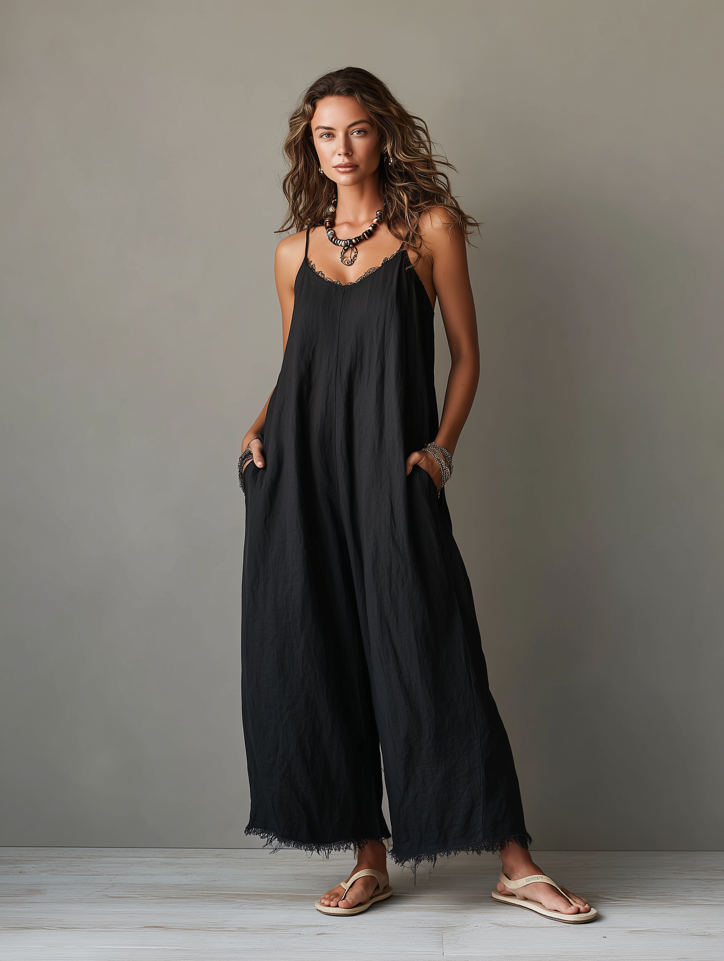 Léa - Mono minimalista de lino para mujer