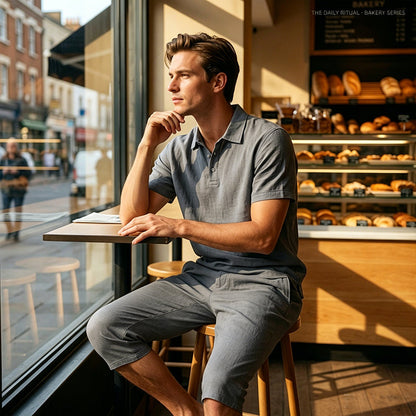 Conjunto de camisa y pantalón informal de lino para hombre