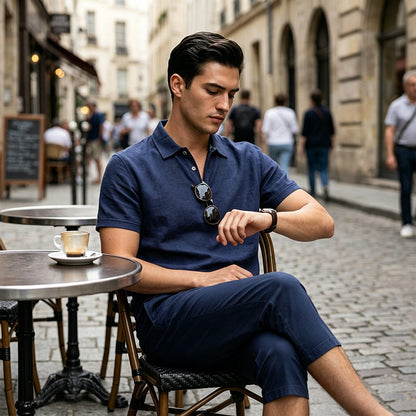 Conjunto de camisa y pantalón informal de lino para hombre