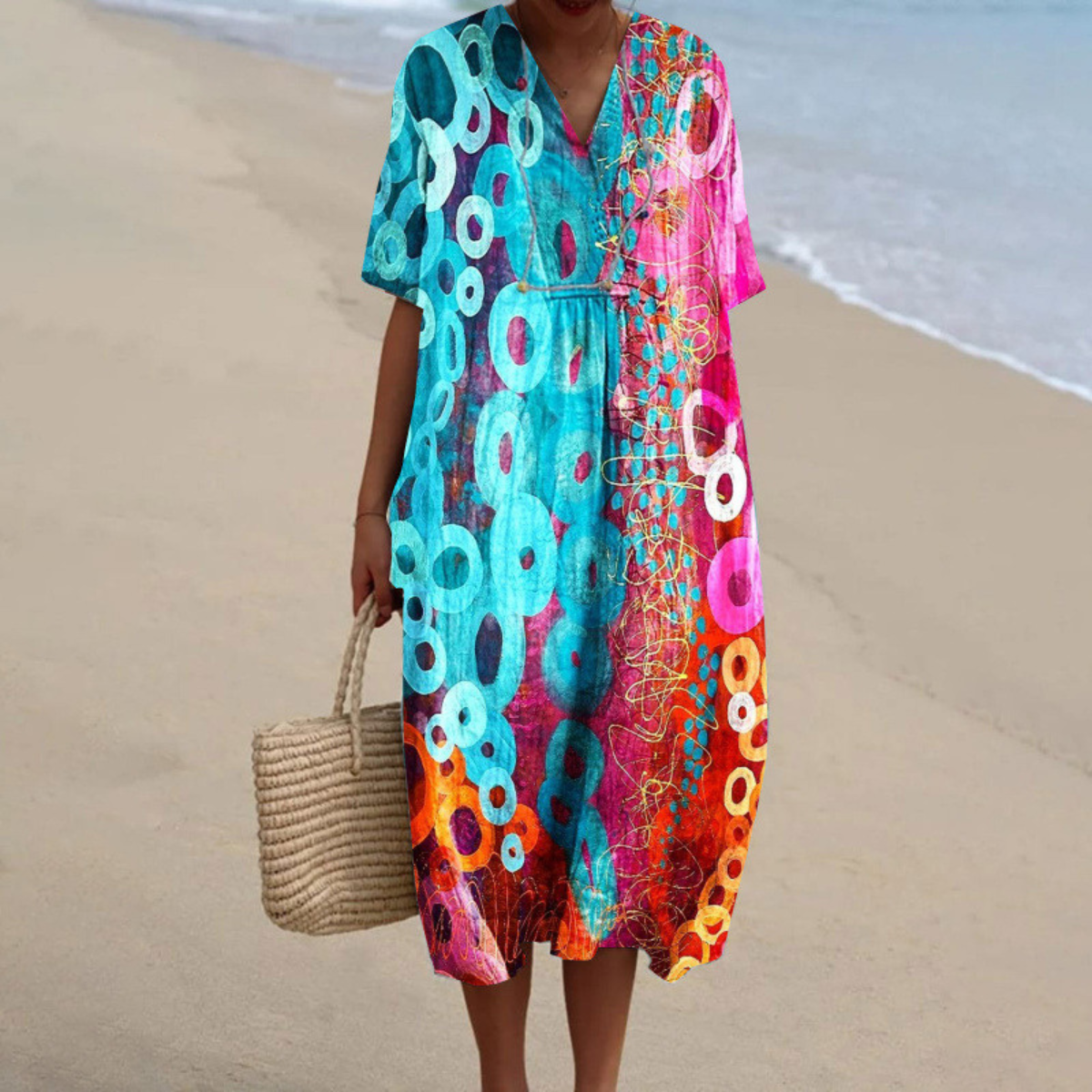 Amara™ | Vestido de verano con estampado desteñido en colores vivos