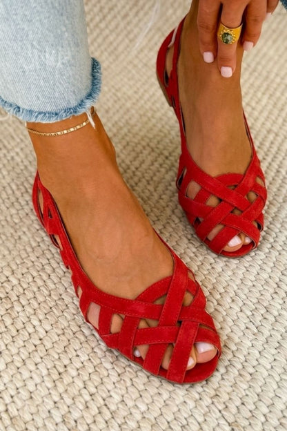 Sandalias planas con punta abierta y de tejido entrelazado