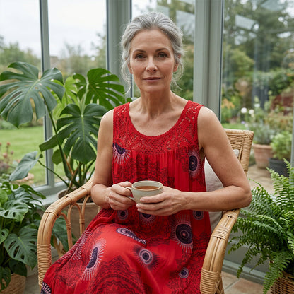 Vestido sin mangas con cuello redondo y estampado para mujer