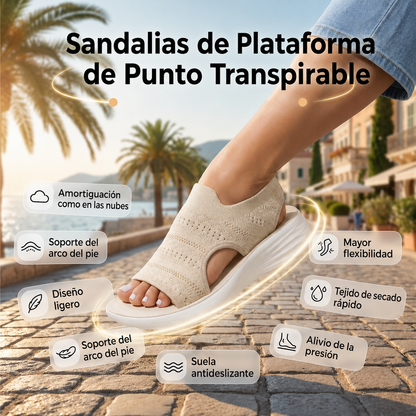 Sandalias de plataforma de punto transpirable con tira en el talón