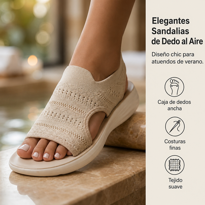 Sandalias de plataforma de punto transpirable con tira en el talón