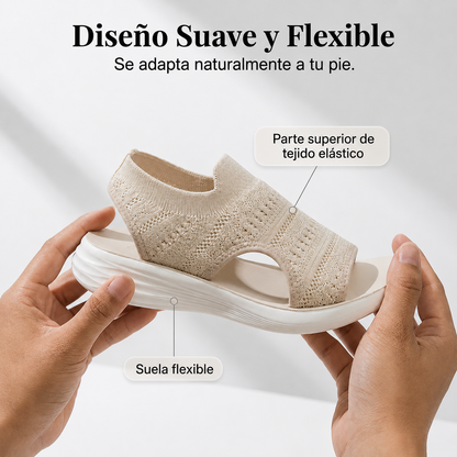 Sandalias de plataforma de punto transpirable con tira en el talón