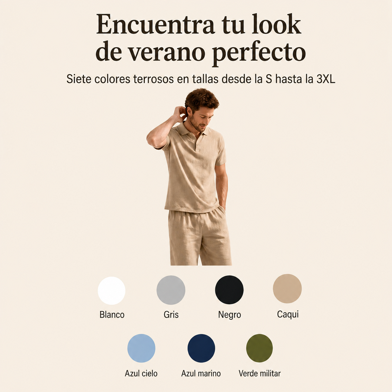 Conjunto de camisa y pantalón informal de lino para hombre