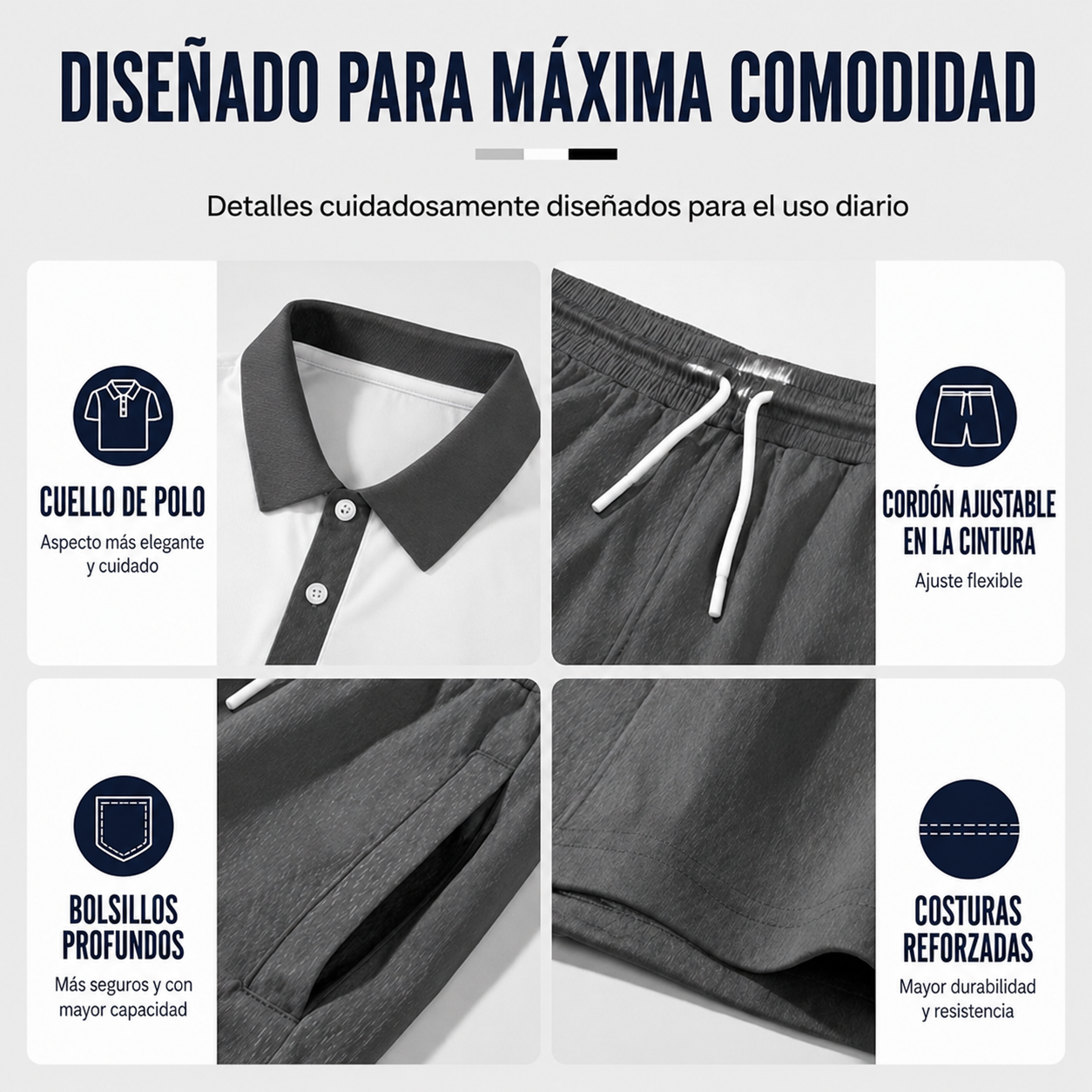 👕 Conjunto de 2 piezas - camisa y pantalones cortos - para hombre: cómodo, transpirable y versátil para el verano, el tiempo libre y los viajes ☀️🩳