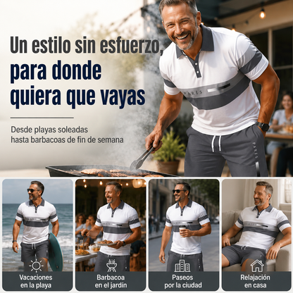 👕 Conjunto de 2 piezas - camisa y pantalones cortos - para hombre: cómodo, transpirable y versátil para el verano, el tiempo libre y los viajes ☀️🩳