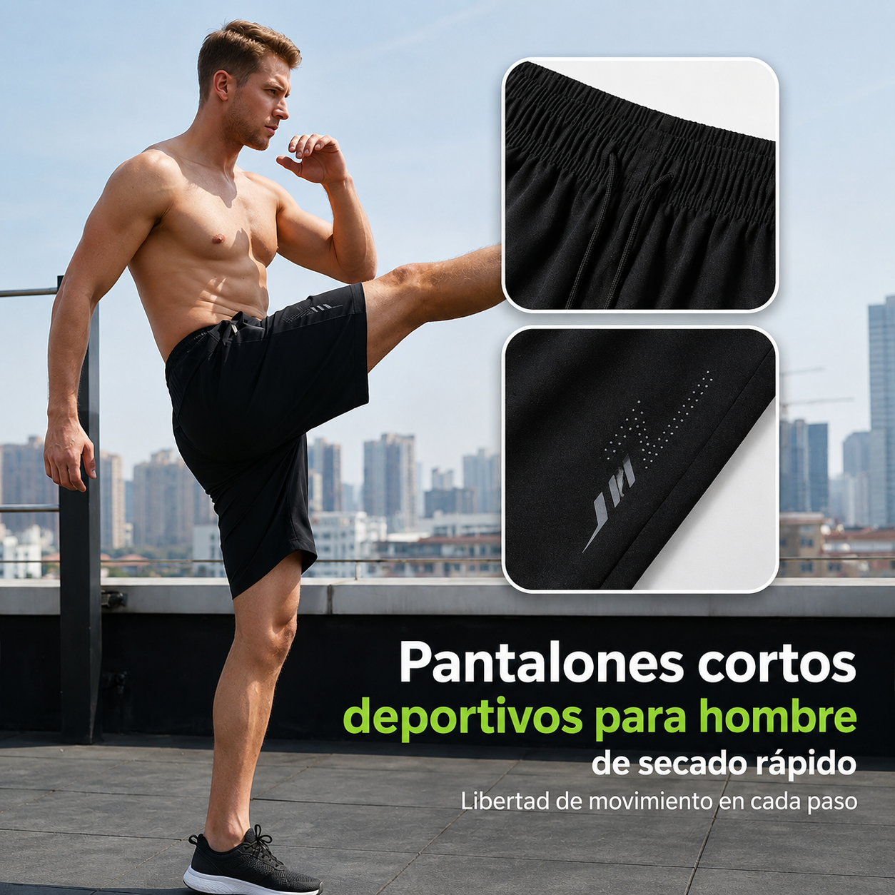 Pantalones cortos deportivos de secado rápido para hombre