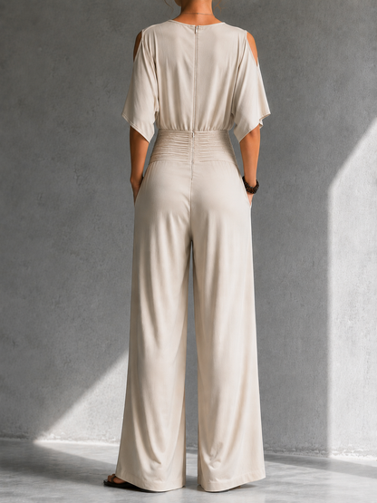 Alia | Conjunto elegante con efecto cruzado y pernera ancha