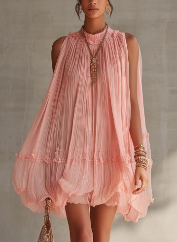 Camila | Minivestido de gasa con cuello americano y falda abullonada