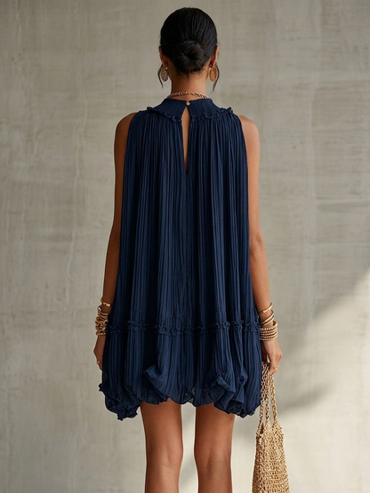 Camila | Minivestido de gasa con cuello americano y falda abullonada