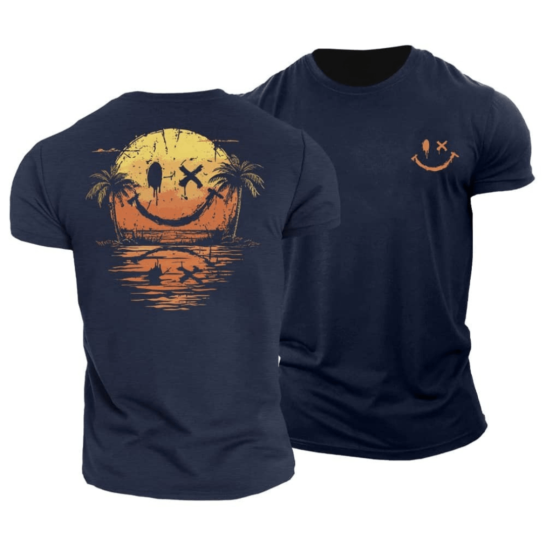 Camiseta de verano con carita sonriente y estampado marino