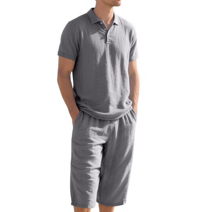 Conjunto de camisa y pantalón informal de lino para hombre