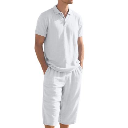 Conjunto de camisa y pantalón informal de lino para hombre