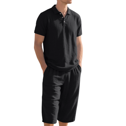 Conjunto de camisa y pantalón informal de lino para hombre