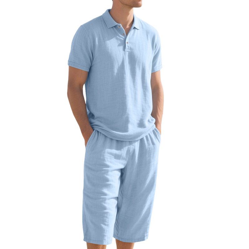 Conjunto de camisa y pantalón informal de lino para hombre