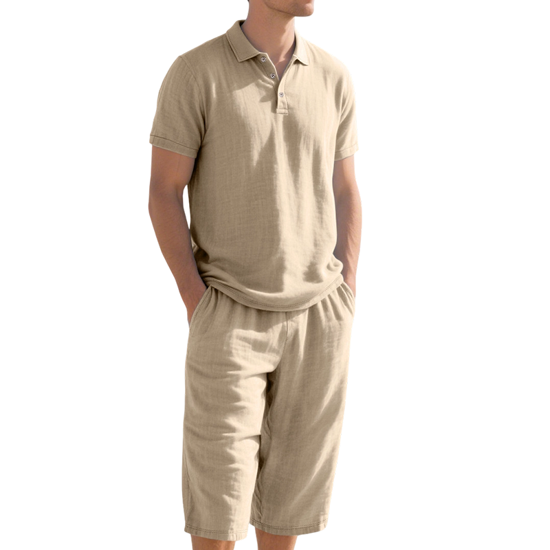 Conjunto de camisa y pantalón informal de lino para hombre