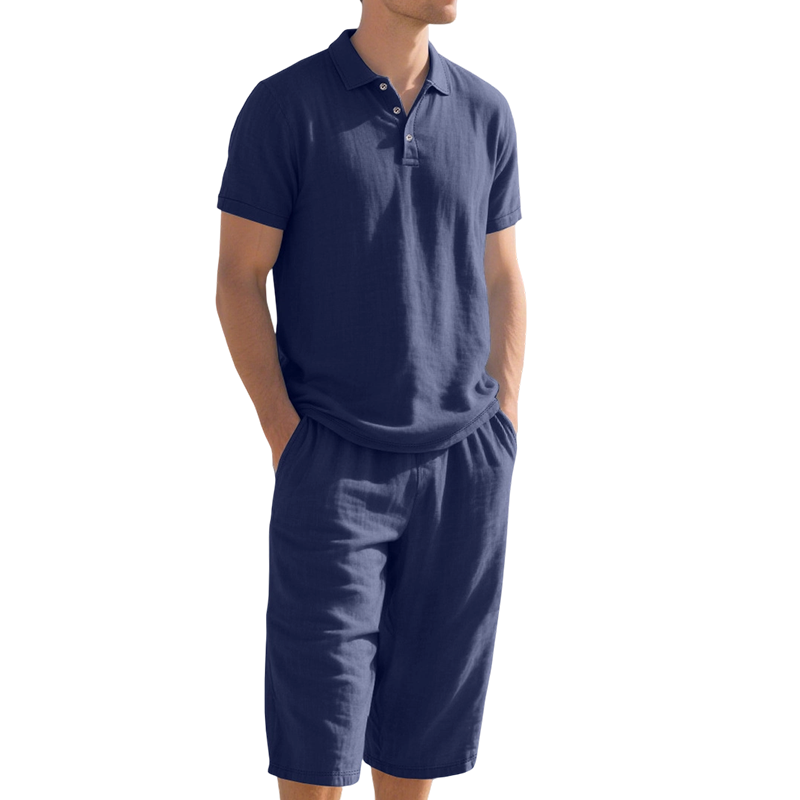 Conjunto de camisa y pantalón informal de lino para hombre
