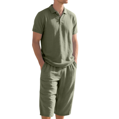 Conjunto de camisa y pantalón informal de lino para hombre