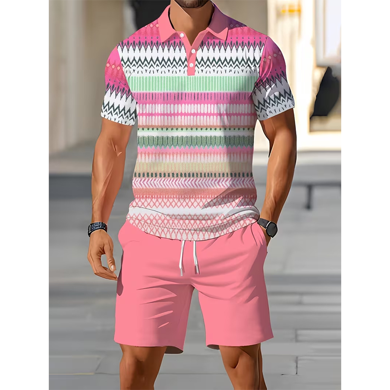 👕 Conjunto de 2 piezas - camisa y pantalones cortos - para hombre: cómodo, transpirable y versátil para el verano, el tiempo libre y los viajes ☀️🩳