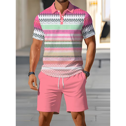 👕 Conjunto de 2 piezas - camisa y pantalones cortos - para hombre: cómodo, transpirable y versátil para el verano, el tiempo libre y los viajes ☀️🩳