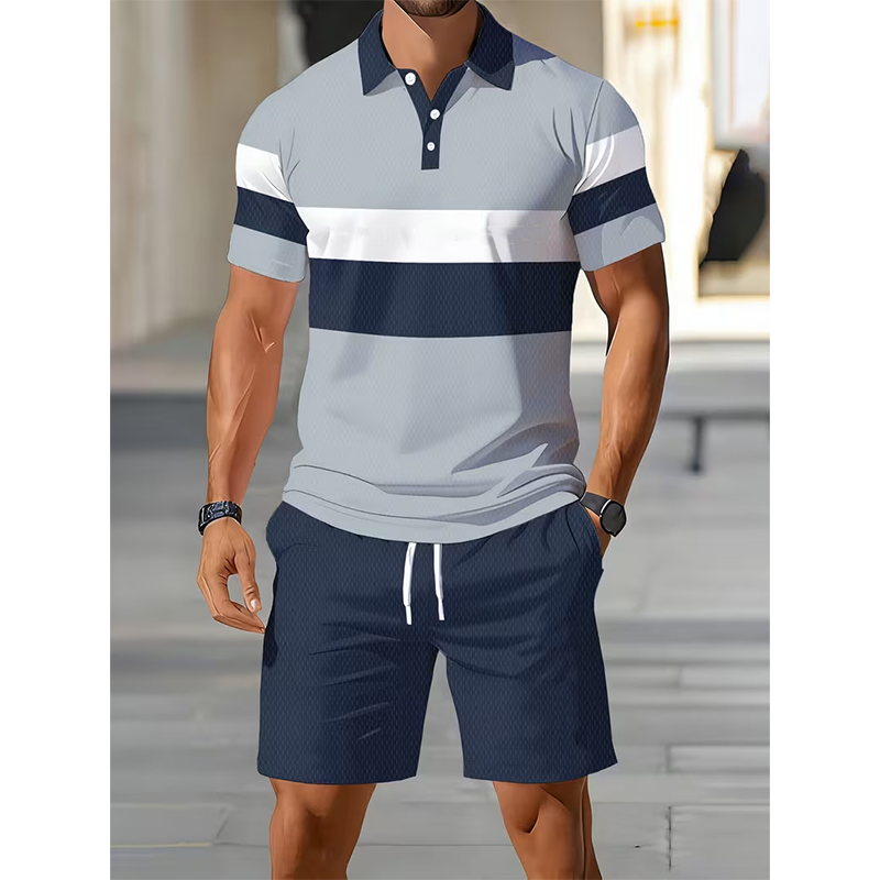 👕 Conjunto de 2 piezas - camisa y pantalones cortos - para hombre: cómodo, transpirable y versátil para el verano, el tiempo libre y los viajes ☀️🩳
