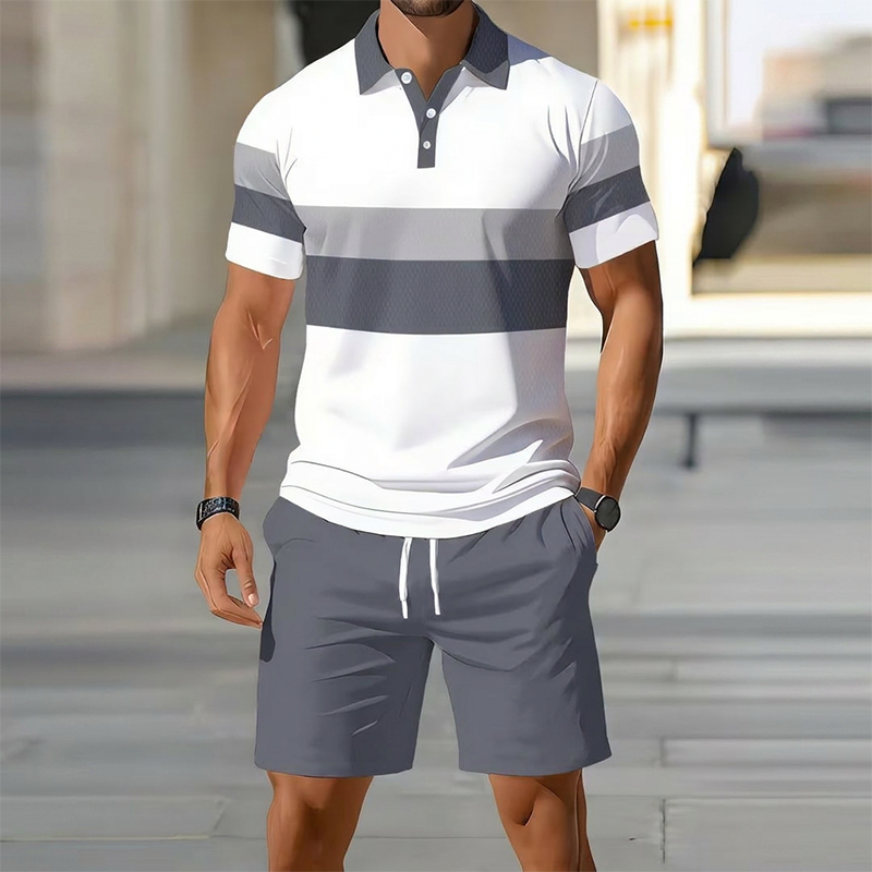 👕 Conjunto de 2 piezas - camisa y pantalones cortos - para hombre: cómodo, transpirable y versátil para el verano, el tiempo libre y los viajes ☀️🩳