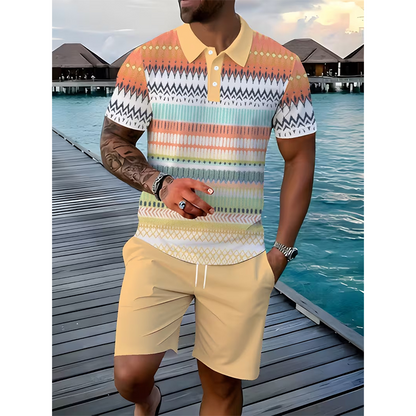 👕 Conjunto de 2 piezas - camisa y pantalones cortos - para hombre: cómodo, transpirable y versátil para el verano, el tiempo libre y los viajes ☀️🩳